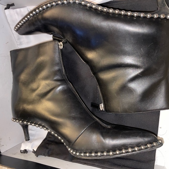 ALEXANDER WANG Eri Leather Studded Boot Zip Pointed Kitten Heel Size 39.5 US 9.5 - Picture 10 of 12